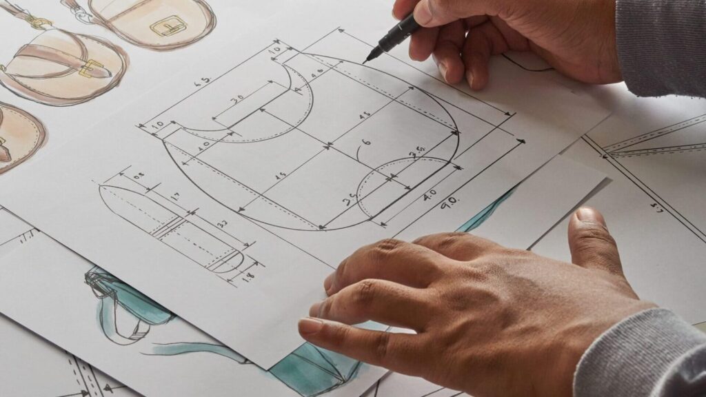 Disegno tecnico di una borsa (immagine generata con AI)